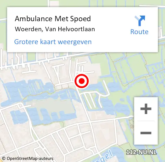 Locatie op kaart van de 112 melding: Ambulance Met Spoed Naar Woerden, Van Helvoortlaan op 12 juli 2018 16:52