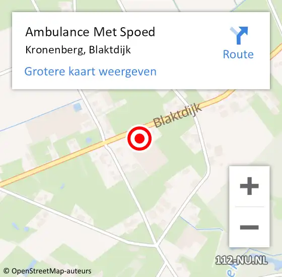 Locatie op kaart van de 112 melding: Ambulance Met Spoed Naar Kronenberg, Blaktdijk op 2 maart 2014 18:22