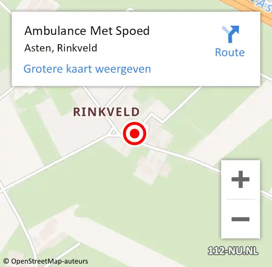 Locatie op kaart van de 112 melding: Ambulance Met Spoed Naar Asten, Rinkveld op 12 juli 2018 17:34