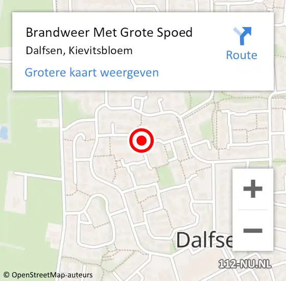 Locatie op kaart van de 112 melding: Brandweer Met Grote Spoed Naar Dalfsen, Kievitsbloem op 12 juli 2018 17:40