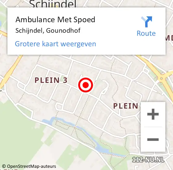 Locatie op kaart van de 112 melding: Ambulance Met Spoed Naar Schijndel, Gounodhof op 12 juli 2018 18:33