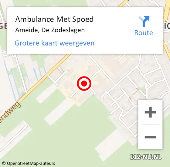 Locatie op kaart van de 112 melding: Ambulance Met Spoed Naar Ameide, De Zodeslagen op 12 juli 2018 18:42