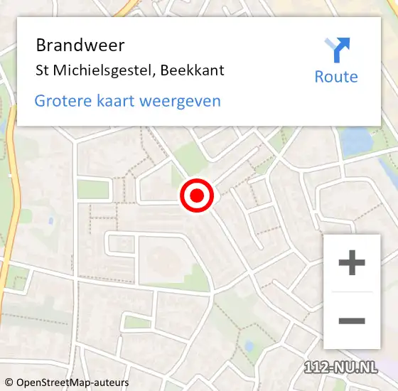 Locatie op kaart van de 112 melding: Brandweer St Michielsgestel, Beekkant op 2 maart 2014 18:40