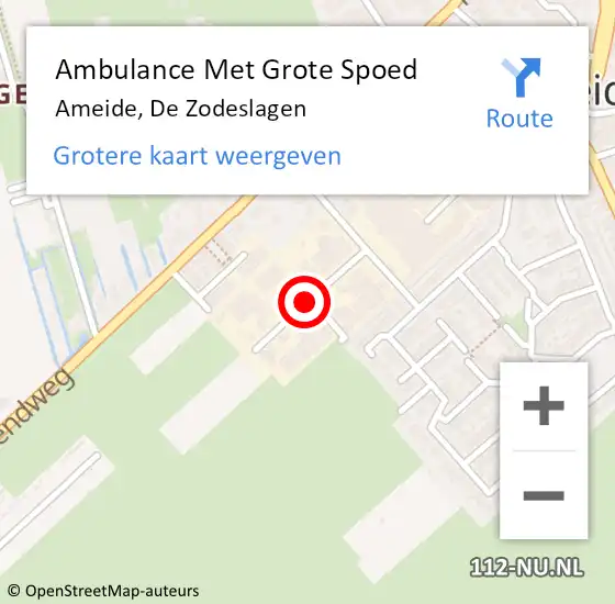 Locatie op kaart van de 112 melding: Ambulance Met Grote Spoed Naar Ameide, De Zodeslagen op 12 juli 2018 18:53
