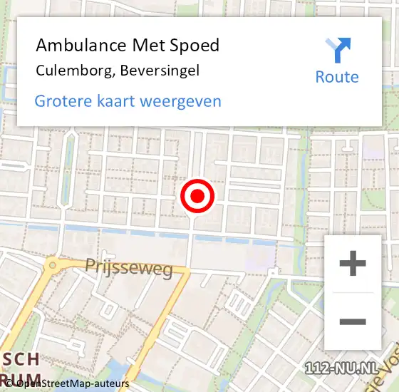 Locatie op kaart van de 112 melding: Ambulance Met Spoed Naar Culemborg, Beversingel op 12 juli 2018 19:29