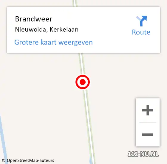 Locatie op kaart van de 112 melding: Brandweer Nieuwolda, Kerkelaan op 12 juli 2018 20:49
