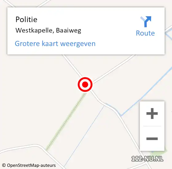 Locatie op kaart van de 112 melding: Politie Westkapelle, Baaiweg op 12 juli 2018 20:56