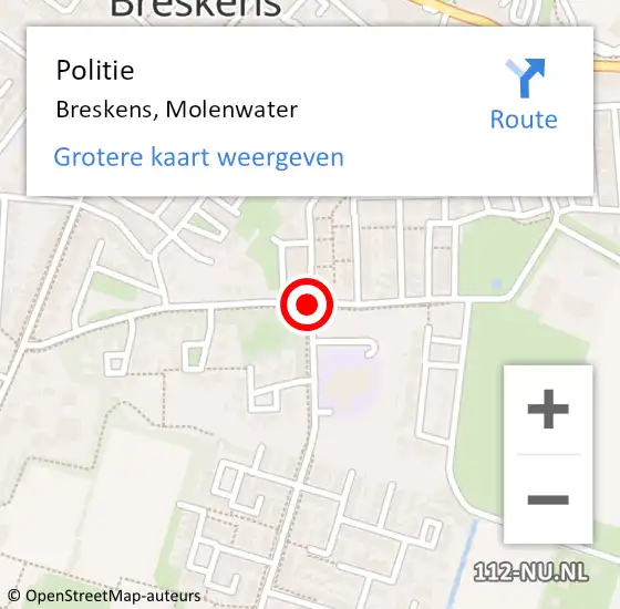 Locatie op kaart van de 112 melding: Politie Breskens, Molenwater op 12 juli 2018 21:21