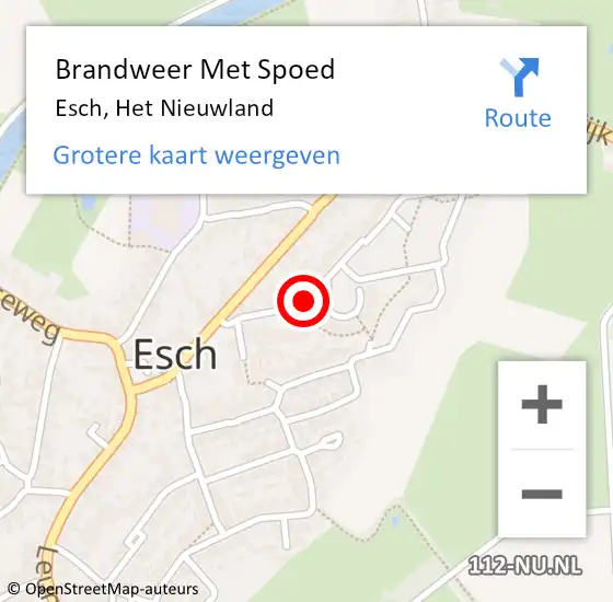 Locatie op kaart van de 112 melding: Brandweer Met Spoed Naar Esch, Het Nieuwland op 12 juli 2018 21:27