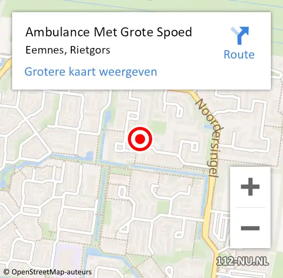 Locatie op kaart van de 112 melding: Ambulance Met Grote Spoed Naar Eemnes, Rietgors op 12 juli 2018 21:33