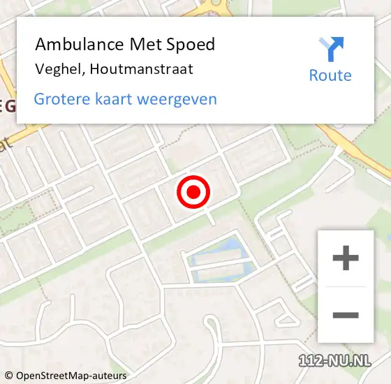 Locatie op kaart van de 112 melding: Ambulance Met Spoed Naar Veghel, Houtmanstraat op 12 juli 2018 21:36
