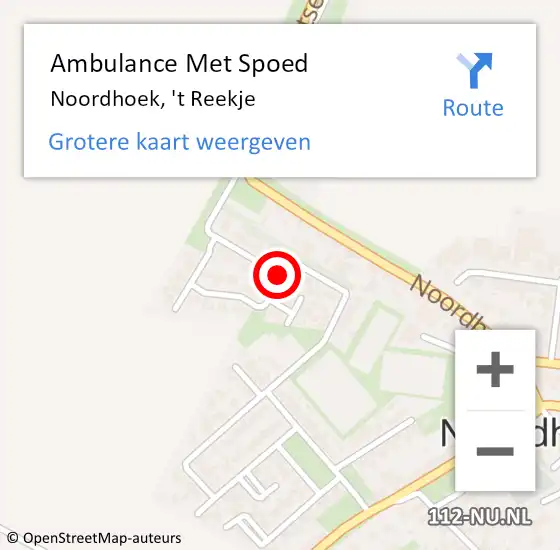 Locatie op kaart van de 112 melding: Ambulance Met Spoed Naar Noordhoek, 't Reekje op 12 juli 2018 22:44