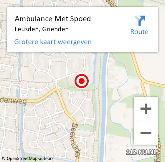 Locatie op kaart van de 112 melding: Ambulance Met Spoed Naar Leusden, Grienden op 12 juli 2018 22:50