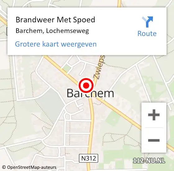 Locatie op kaart van de 112 melding: Brandweer Met Spoed Naar Barchem, Lochemseweg op 12 juli 2018 22:52