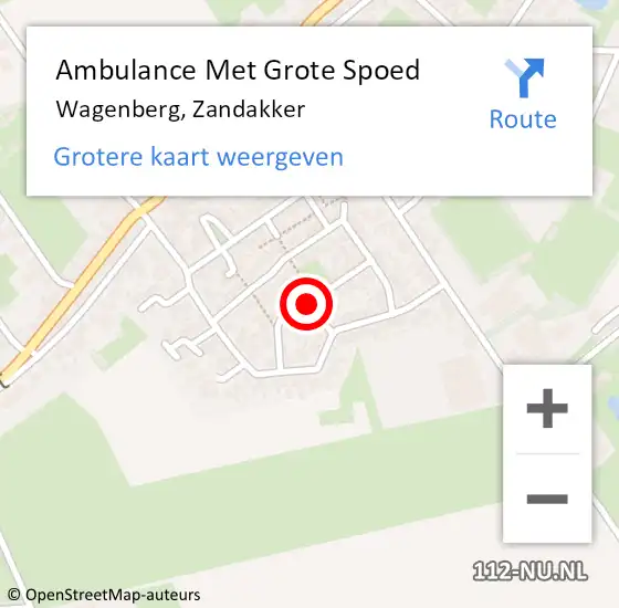 Locatie op kaart van de 112 melding: Ambulance Met Grote Spoed Naar Wagenberg, Zandakker op 12 juli 2018 23:01