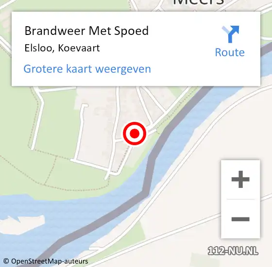 Locatie op kaart van de 112 melding: Brandweer Met Spoed Naar Elsloo, Koevaart op 12 juli 2018 23:30