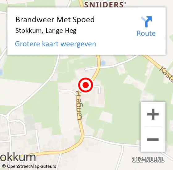 Locatie op kaart van de 112 melding: Brandweer Met Spoed Naar Stokkum, Lange Heg op 13 juli 2018 00:37