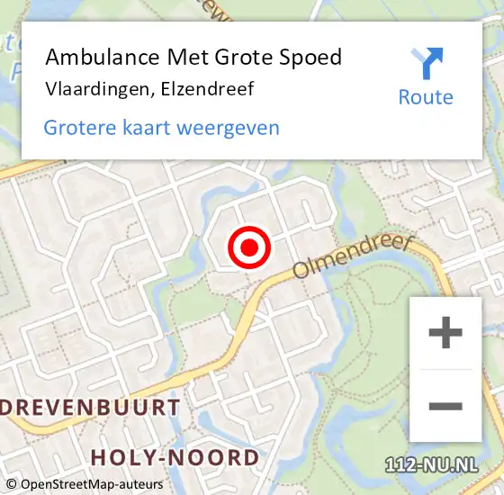 Locatie op kaart van de 112 melding: Ambulance Met Grote Spoed Naar Vlaardingen, Elzendreef op 13 juli 2018 02:49