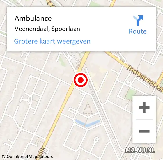 Locatie op kaart van de 112 melding: Ambulance Veenendaal, Spoorlaan op 13 juli 2018 04:16