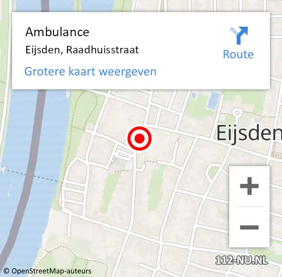 Locatie op kaart van de 112 melding: Ambulance Eijsden, Raadhuisstraat op 13 juli 2018 05:58