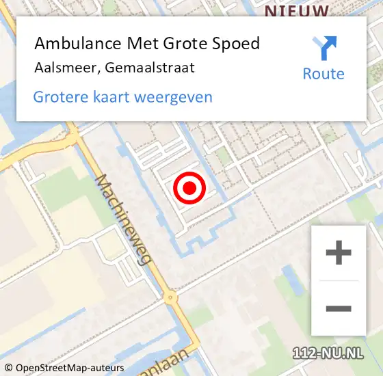 Locatie op kaart van de 112 melding: Ambulance Met Grote Spoed Naar Aalsmeer, Gemaalstraat op 13 juli 2018 06:14