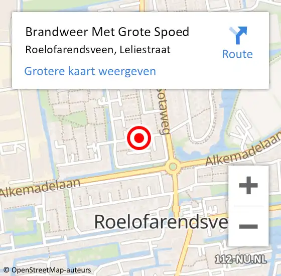 Locatie op kaart van de 112 melding: Brandweer Met Grote Spoed Naar Roelofarendsveen, Leliestraat op 2 maart 2014 19:29