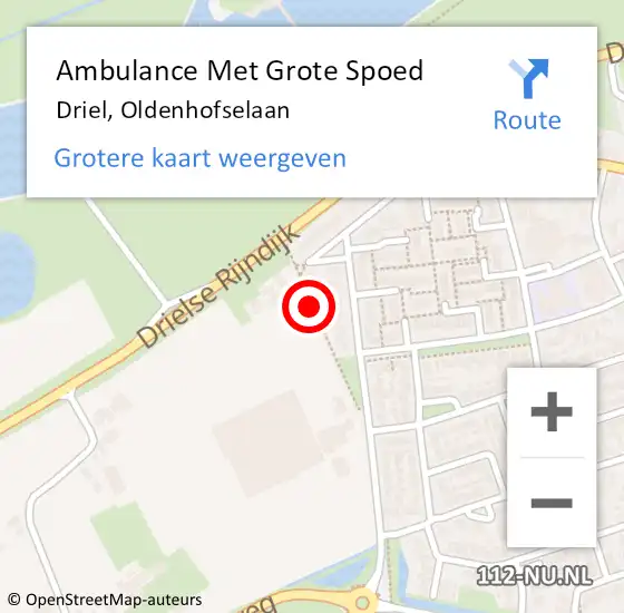 Locatie op kaart van de 112 melding: Ambulance Met Grote Spoed Naar Driel, Oldenhofselaan op 13 juli 2018 06:38