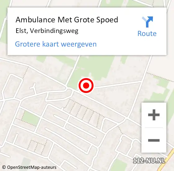 Locatie op kaart van de 112 melding: Ambulance Met Grote Spoed Naar Elst, Verbindingsweg op 13 juli 2018 06:39