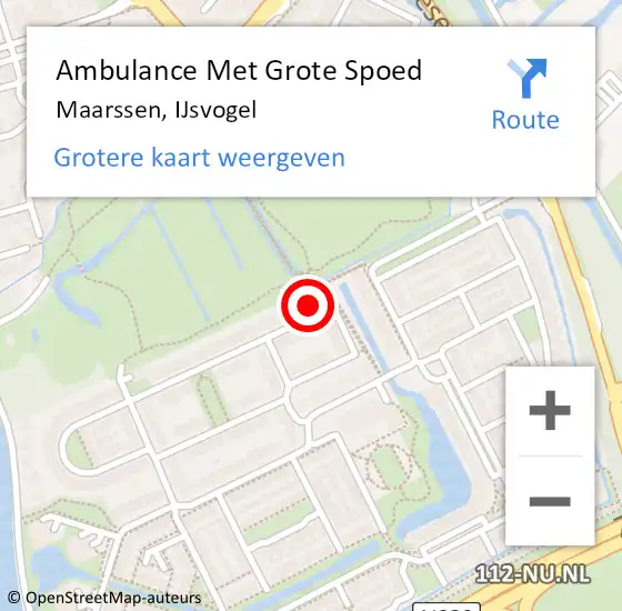 Locatie op kaart van de 112 melding: Ambulance Met Grote Spoed Naar Maarssen, IJsvogel op 13 juli 2018 06:42
