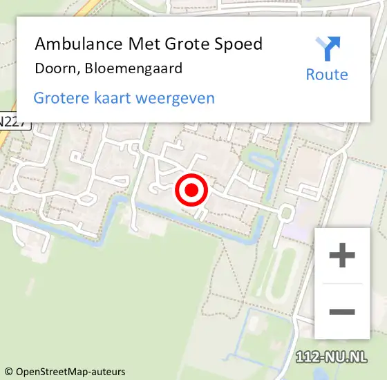Locatie op kaart van de 112 melding: Ambulance Met Grote Spoed Naar Doorn, Bloemengaard op 13 juli 2018 07:21