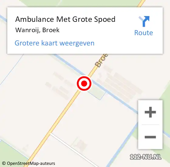 Locatie op kaart van de 112 melding: Ambulance Met Grote Spoed Naar Wanroij, Broek op 13 juli 2018 07:28