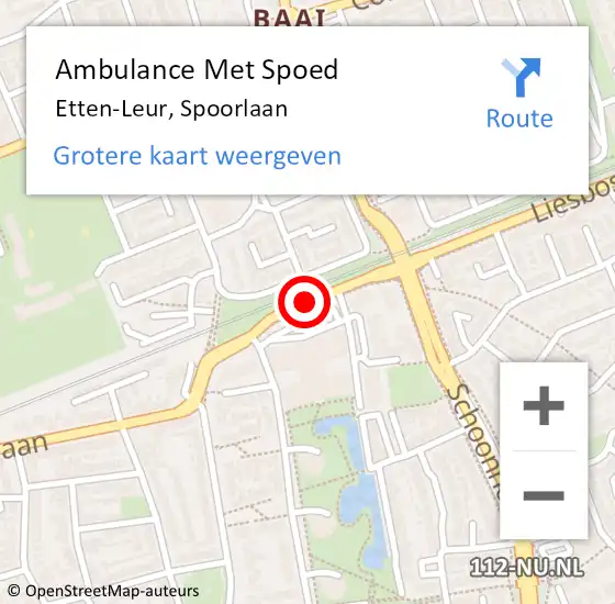 Locatie op kaart van de 112 melding: Ambulance Met Spoed Naar Etten-Leur, Spoorlaan op 13 juli 2018 07:36