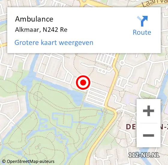 Locatie op kaart van de 112 melding: Ambulance Alkmaar, N242 Re op 13 juli 2018 07:37