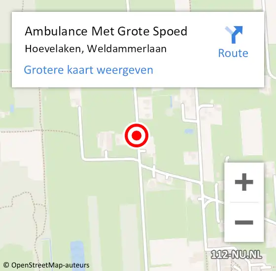 Locatie op kaart van de 112 melding: Ambulance Met Grote Spoed Naar Hoevelaken, Weldammerlaan op 13 juli 2018 08:37