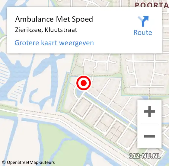 Locatie op kaart van de 112 melding: Ambulance Met Spoed Naar Zierikzee, Kluutstraat op 13 juli 2018 09:37