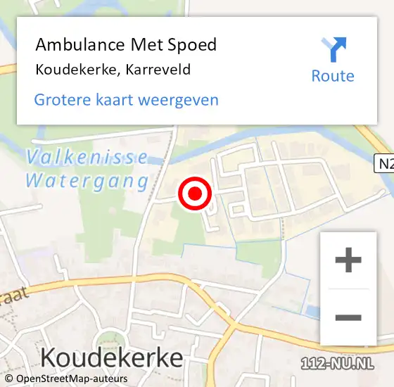 Locatie op kaart van de 112 melding: Ambulance Met Spoed Naar Koudekerke, Karreveld op 13 juli 2018 10:00