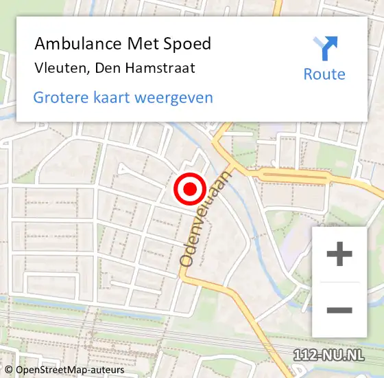 Locatie op kaart van de 112 melding: Ambulance Met Spoed Naar Vleuten, Den Hamstraat op 13 juli 2018 10:16