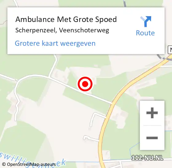 Locatie op kaart van de 112 melding: Ambulance Met Grote Spoed Naar Scherpenzeel, Veenschoterweg op 2 maart 2014 19:56