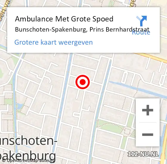 Locatie op kaart van de 112 melding: Ambulance Met Grote Spoed Naar Bunschoten-Spakenburg, Prins Bernhardstraat op 2 maart 2014 19:58