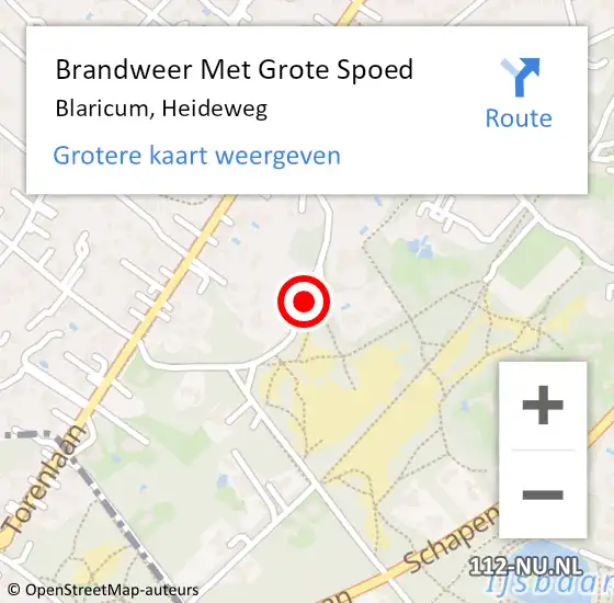 Locatie op kaart van de 112 melding: Brandweer Met Grote Spoed Naar Blaricum, Heideweg op 13 juli 2018 10:45