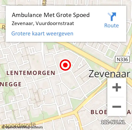 Locatie op kaart van de 112 melding: Ambulance Met Grote Spoed Naar Zevenaar, Vuurdoornstraat op 13 juli 2018 10:50