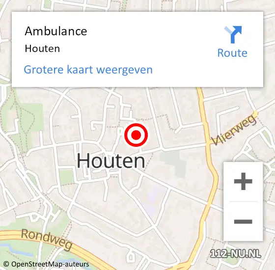 Locatie op kaart van de 112 melding: Ambulance Houten op 13 juli 2018 11:29