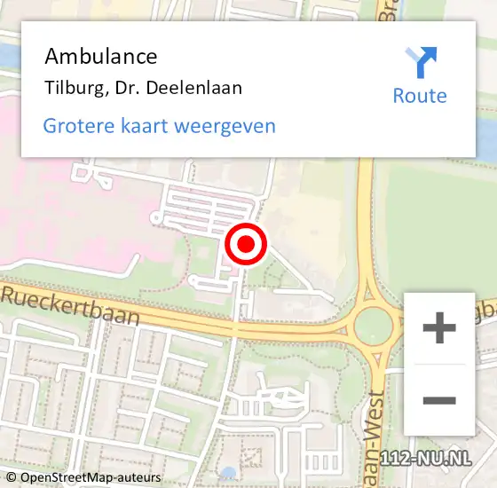Locatie op kaart van de 112 melding: Ambulance Tilburg, Dr. Deelenlaan op 13 juli 2018 11:52