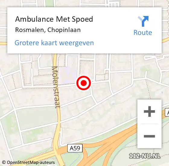 Locatie op kaart van de 112 melding: Ambulance Met Spoed Naar Rosmalen, Chopinlaan op 13 juli 2018 12:28