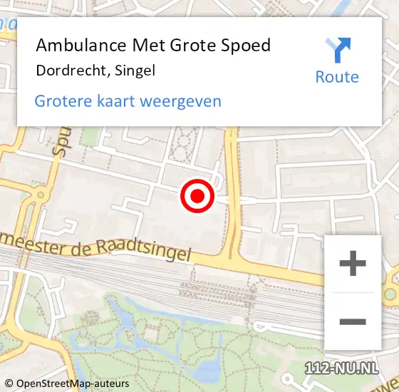Locatie op kaart van de 112 melding: Ambulance Met Grote Spoed Naar Dordrecht, Singel op 13 juli 2018 13:10