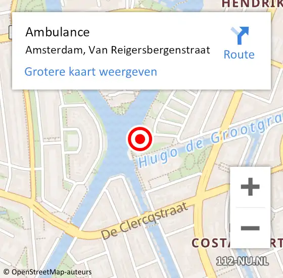 Locatie op kaart van de 112 melding: Ambulance Amsterdam, Van Reigersbergenstraat op 13 juli 2018 13:44