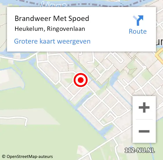 Locatie op kaart van de 112 melding: Brandweer Met Spoed Naar Heukelum, Ringovenlaan op 13 juli 2018 14:09