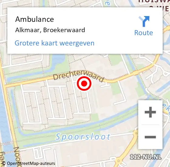 Locatie op kaart van de 112 melding: Ambulance Alkmaar, Broekerwaard op 13 juli 2018 14:10