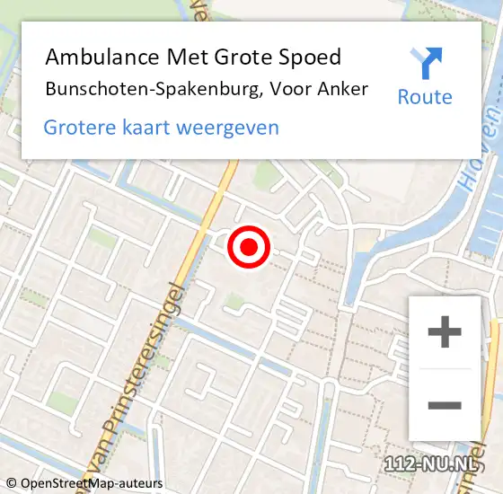 Locatie op kaart van de 112 melding: Ambulance Met Grote Spoed Naar Bunschoten-Spakenburg, Voor Anker op 13 juli 2018 14:11