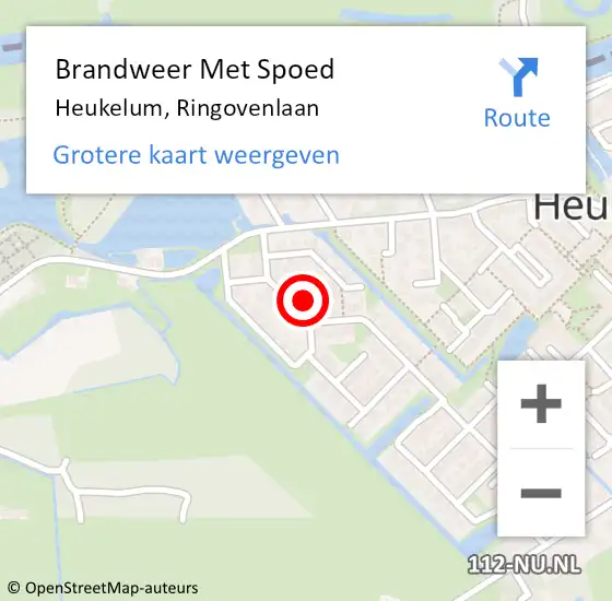 Locatie op kaart van de 112 melding: Brandweer Met Spoed Naar Heukelum, Ringovenlaan op 13 juli 2018 14:25